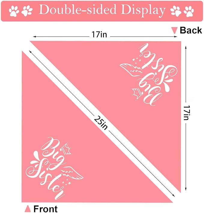 Big Sister Big Brother Dog Bandanas, Adjustable Double Sided Pet Bandana - Image 3