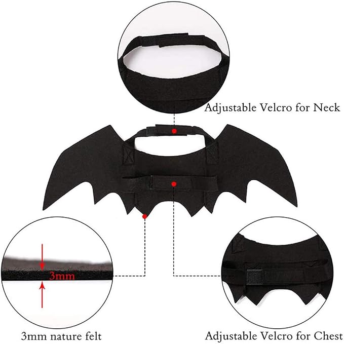 Cat Halloween Costume Bat Wings Pet Apparel Halloween Party Dress Up Accessories - Image 4