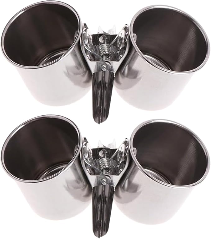 2 PCS Stainless Steel Bird Bowls by Unknown