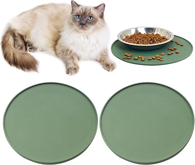 BNOSDM Silicone Cat Feeding Mat 2 Pack Dog Bowl Mats Pet Silicone Food Mat by BNOSDM