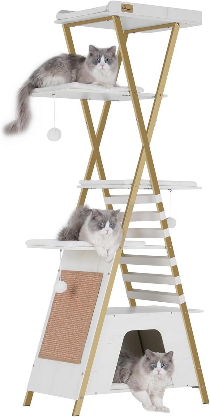 FourFurPets 72.4" Cat Tree, Modern Cat Tower by FourFurPets