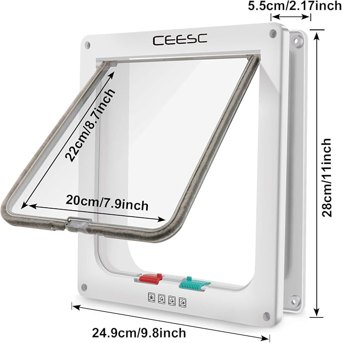 CEESC Extra Large Cat Door, Weatherproof, ABS Material, 4-Way Locking Flap - Image 3