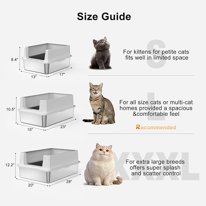 FURTIME Stainless Steel Litter Box - Image 5