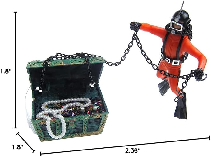 Live-Action Aquarium Ornament Creative Undersea Treasure Chest Diver Air - Image 9