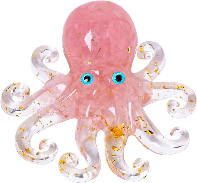 Octopus Decor Aquarium RoseQuartze Gravel Decorative Resin Glass by RJINGSHICRYSTAL