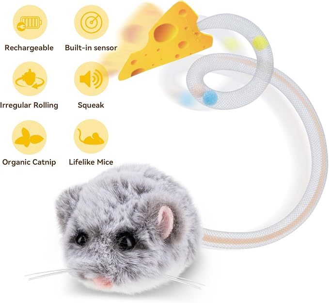 Migipaws Interactive MigiMouse Cat Toy 360° Rolling & Spin - Image 4