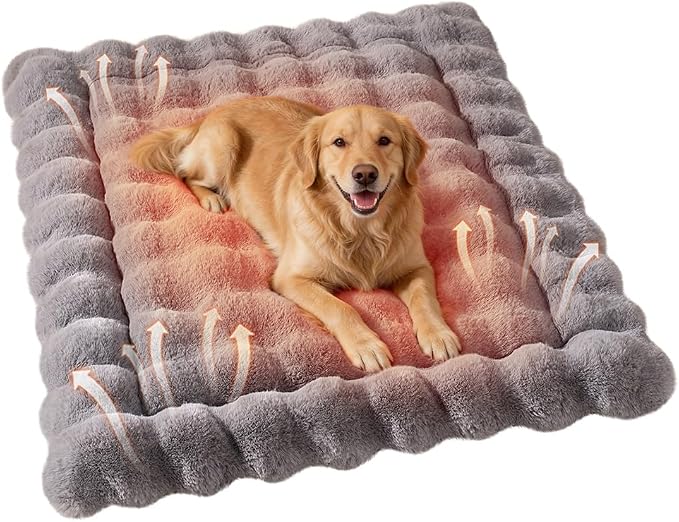 Self-Warming Dog Bed, Plush Faux Fur Mat by COZYHOMECHICSTYLE