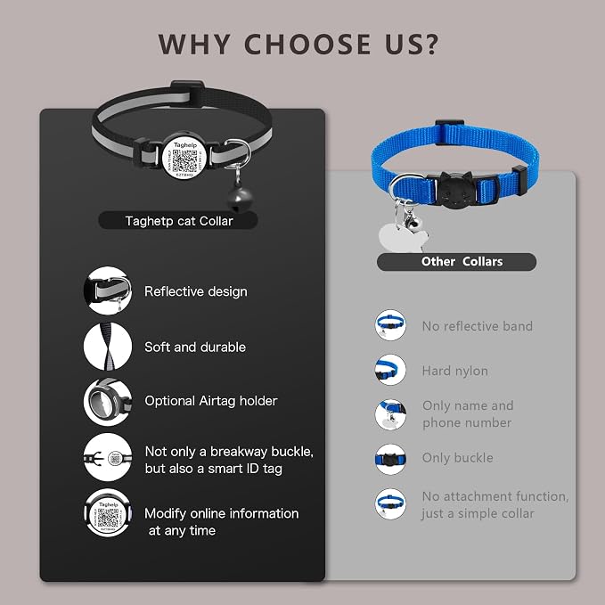 Reflective Kitten Collars with Bell, Cat Collar Breakaway with QR Code Name Tag - Image 8