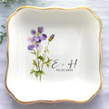 Personalized Floral Jewelry Dish, Engaged Ring Dish, Custom Trinket Dish by Anniversaree