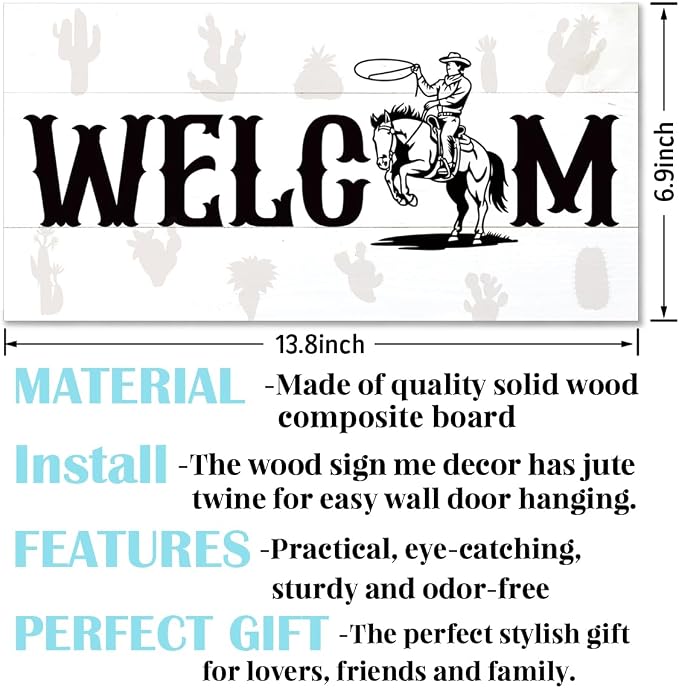 Welcome Sign for Front Door, Welcome Decor Wooden Hanging Sign for Wall Decor - Image 2