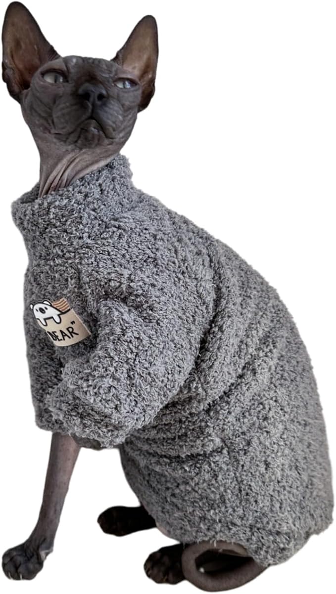 Sphynx Cat Clothes Hairless Cat Super Soft Warm Fleece T Shirt Elastic Winter - Image 3