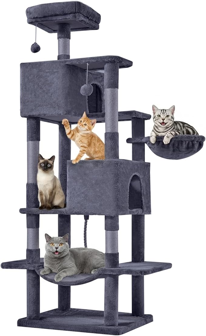 DUMOS Large 66 Inch Cat Tree Tower, Tall Multi Level Cat Climbing Tower by DumosLifestyle