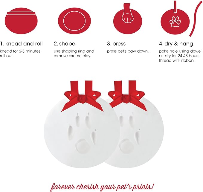 Pearhead Pawprints 2-Pack Christmas Ornament, DIY No Mess Pet Paw Print Holiday - Image 3