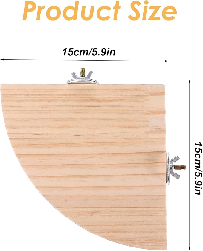 Bird Perch Platform Stand Wooden Parrot Perch Corner 5.9 Inches Fan Shape - Image 2