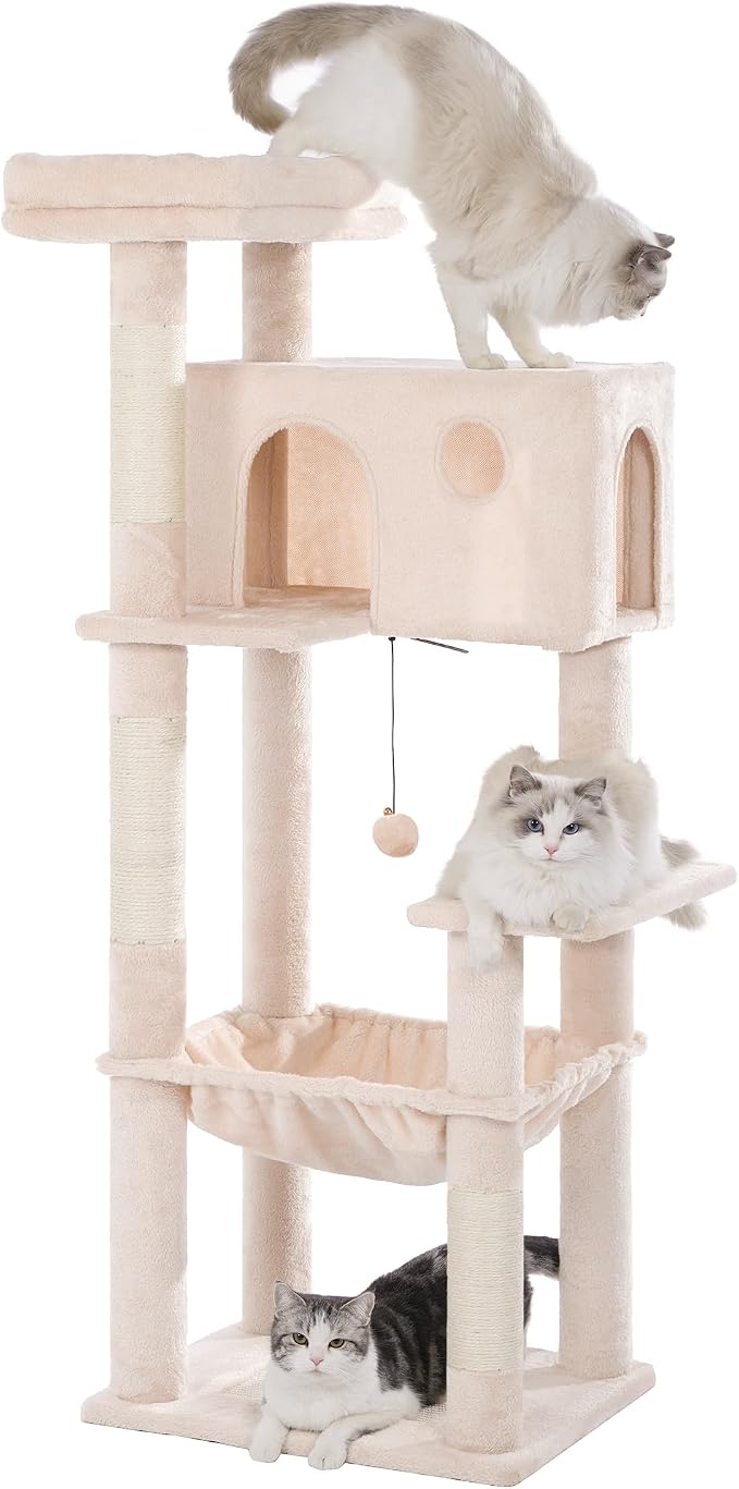 54” Cat Tree with Big Hammock 21x17” XL Cat Tower with Scratching Posts - Image 7