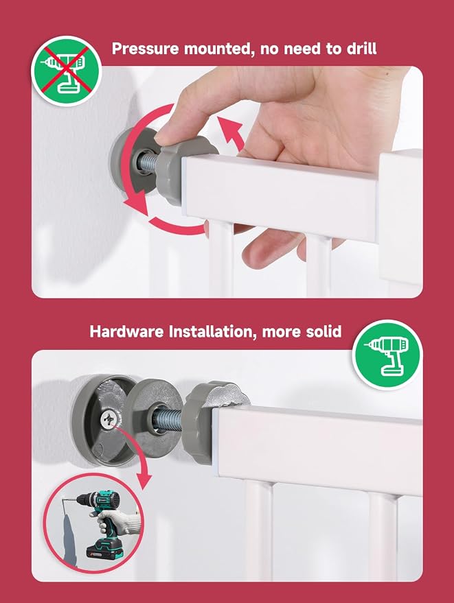 Baby Gate for Stairs, 29.5-40.5" Dog Gate for Doorways, Walk Thru Auto Close - Image 5