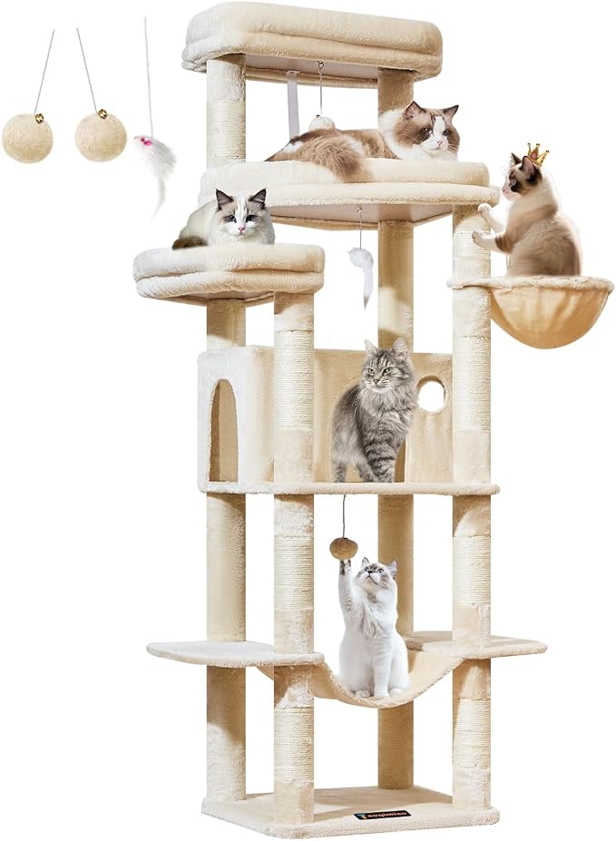 Taoqimiao 71 Inches Cat Tree for Large Cats 20lbs+, 3 Giant Perches, Widened - Image 9