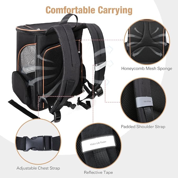 Lekereise Large Cat Backpack Carrier Expandable Pet Carrier Backpack - Image 3