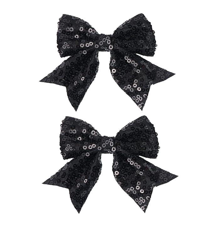 3-inch Sequined Bow Hair Clips For Baby Girls, Kids and Young Women Birthday by Koolgil