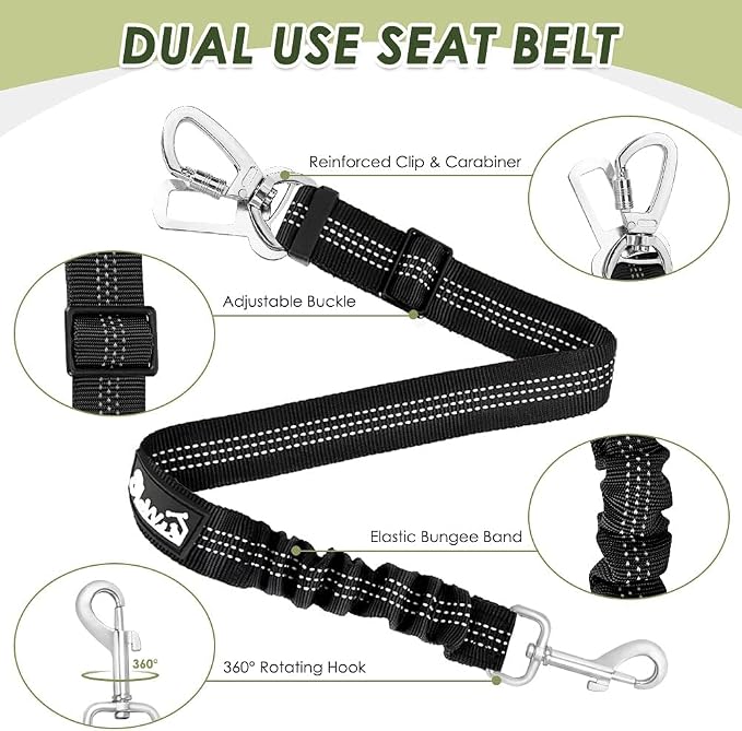 SlowTon Dog Seat Belt Harness for Car, Dog Car Harness Adjustable Mesh - Image 4