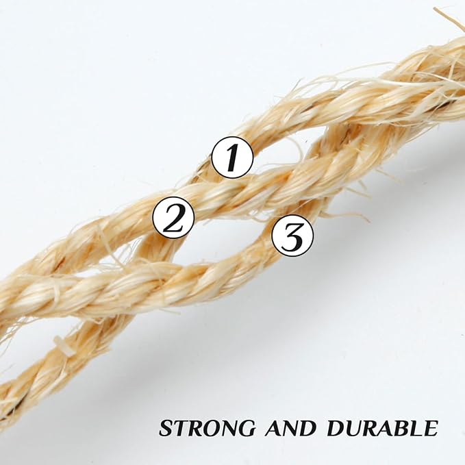 1/6 Inch Natural Sisal Rope, for Cat Scratching Post, DIY Hemp Twine, - Image 3