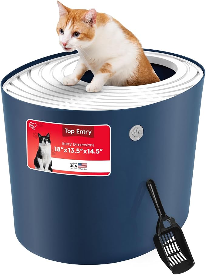 IRIS USA Cat Litter Box, Large Top Entry by IRISUSA