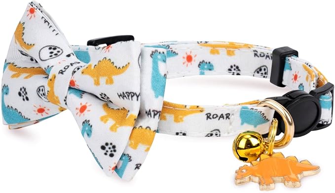 2 Pack Cotton Cat Collar with Bow Tie and Bell - Image 3
