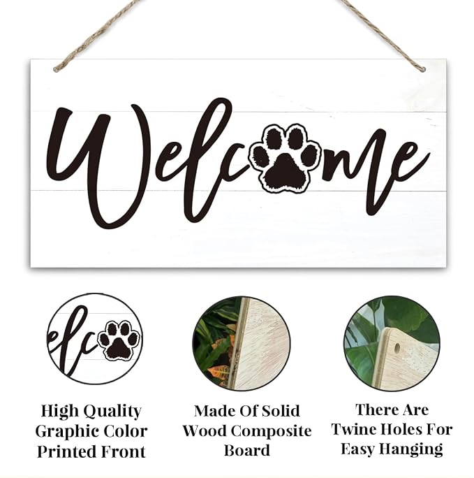 Welcome Sign for Front Door, Welcome Decor Wooden Hanging Sign for Wall Decor - Image 3