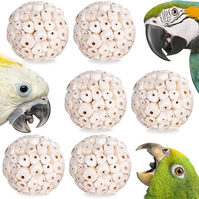 6 Pack Bird Toy Sola Balls, Natural Parrot Soft Chew Shredding & Foraging Toy by sevvynaut
