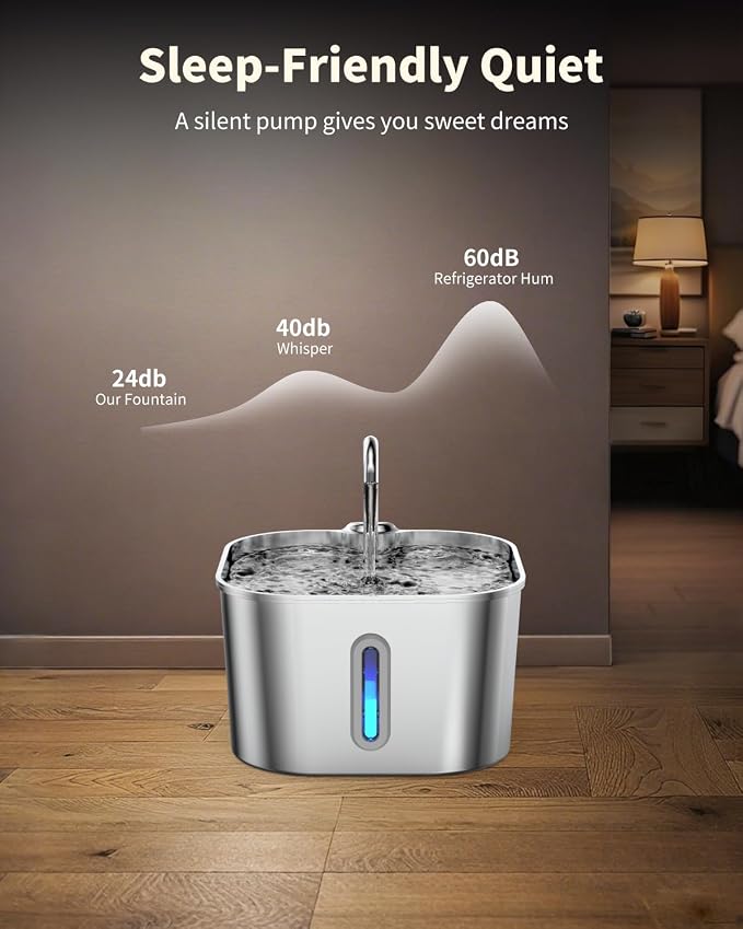 Cat Water Fountain Stainless Steel, 74oz/2.2L Automatic Cat Drinking Fountain - Image 5
