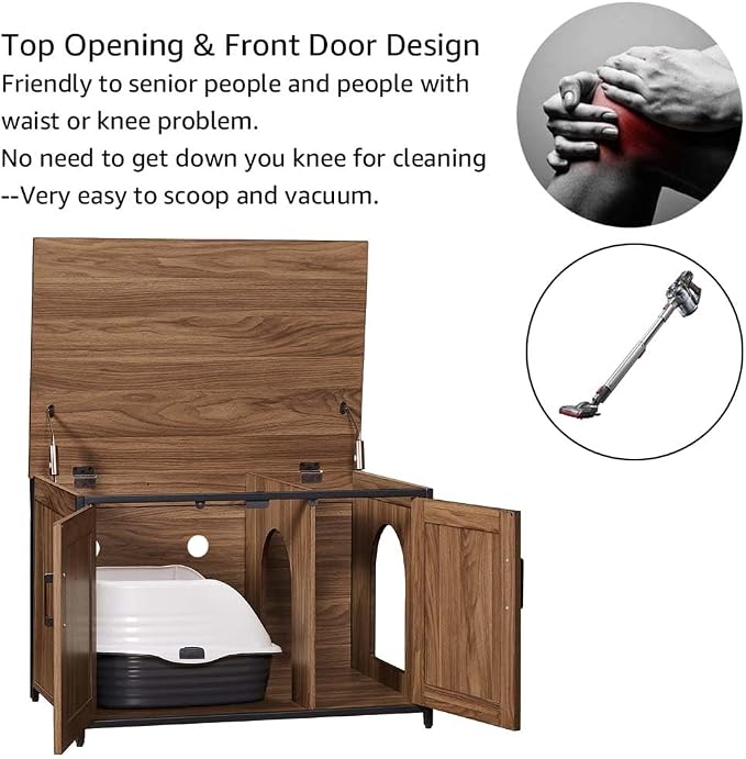 unipaws Top Opening Cat Litter Box Enclosure, Friendly to Elderly People - Image 4
