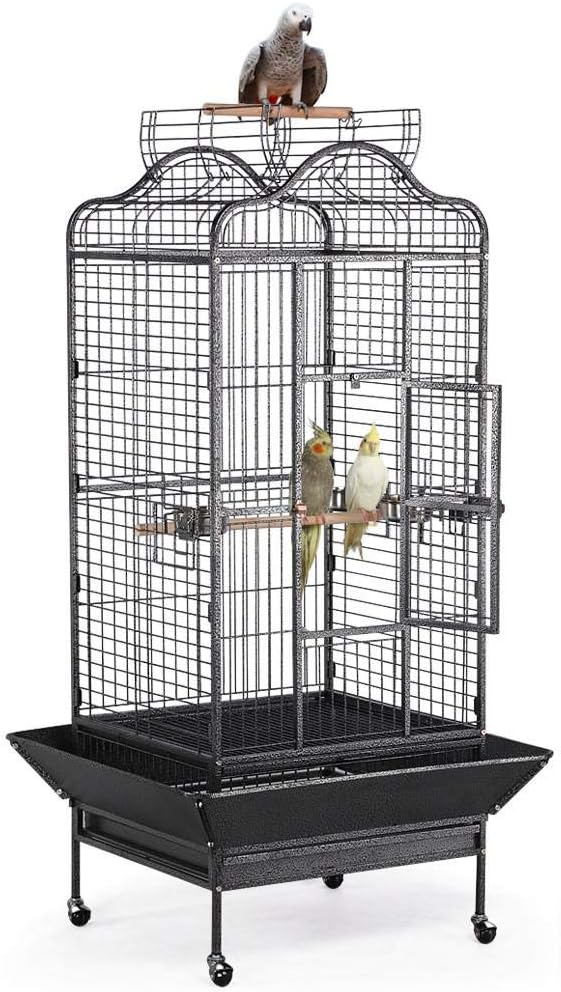Yaheetech 63'' Bird Cage with Stand Wrought Iron Rolling Open Play Top Large by Yaheetech
