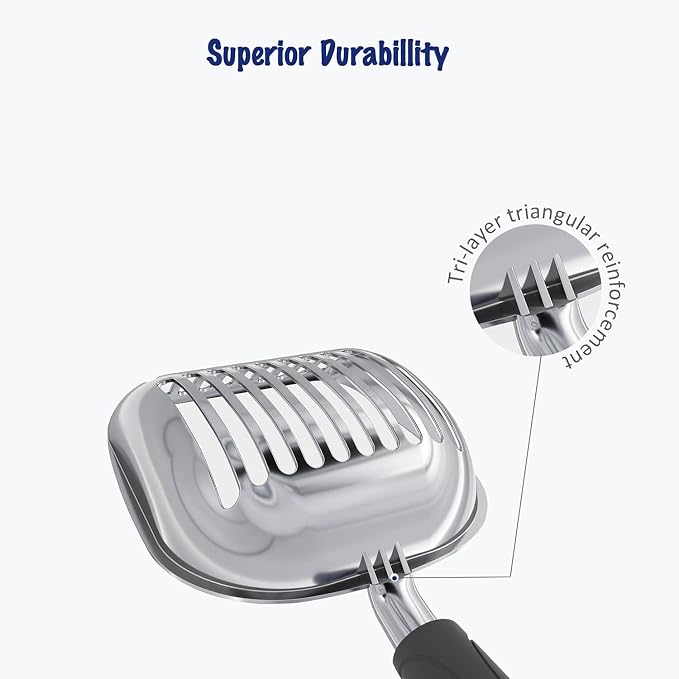 WePet Cat Litter Scoop, Aluminum Alloy Sifter, Kitty Metal Scooper, Deep Shovel - Image 3