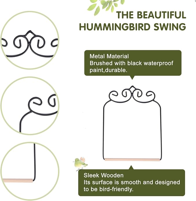 3PK Metal Frame Hummingbird Swings and Perches - Image 3