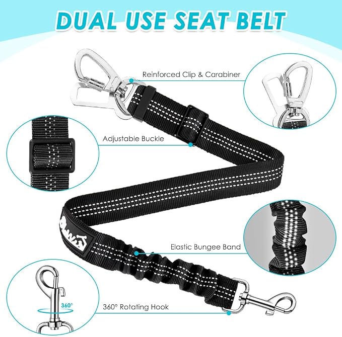 SlowTon Dog Seat Belt Harness for Car, Dog Car Harness Adjustable Mesh - Image 3
