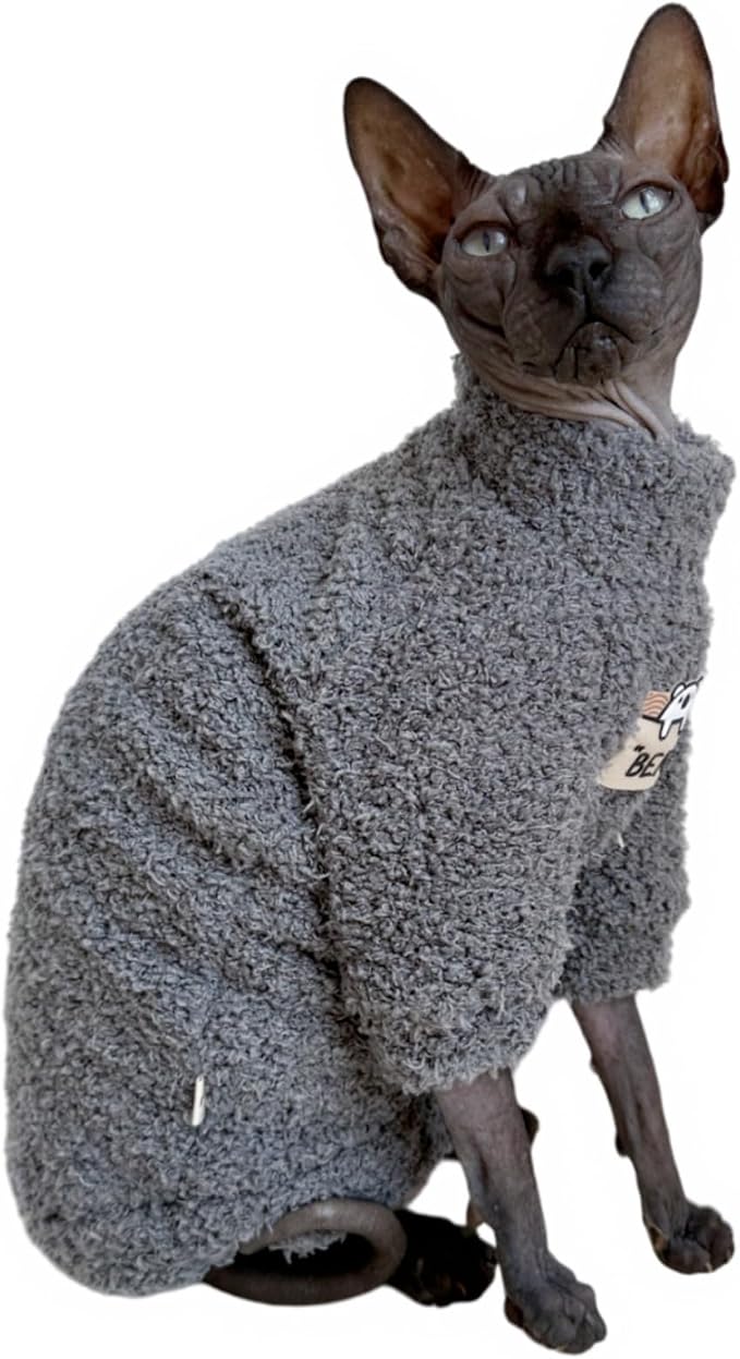 Sphynx Cat Clothes Hairless Cat Super Soft Warm Fleece T Shirt Elastic Winter - Image 2