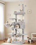 Cat Tree, Cat Condo with Cat Scratching Post and Board, Cat Hammock, Light Gray by Gitelnour