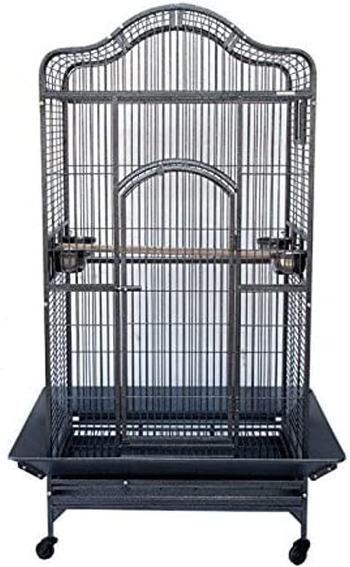 Extra Large Wrought Iron Dome Top Bird Cage, Black-Vein - GlobalHabitat Supply