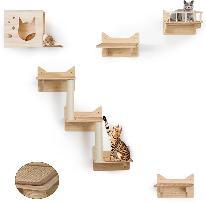 9-Piece Cat Wall Shelves and Perches by MIUZMORE