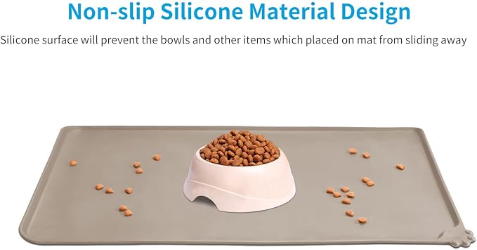 AUDWUD Silicone Waterproof Pet Feeding Mats, Anti Slip Bowl Pad, Dog Mat - Image 2
