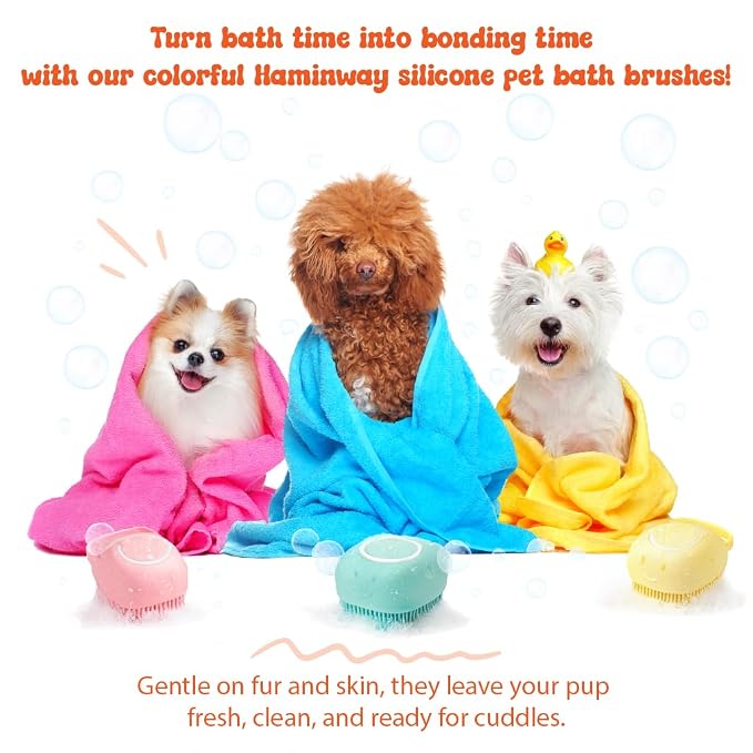 HamInWay Dog Bath Brush, 2-in-1 Dog Grooming Brush - Image 7