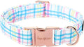 Unique style paws Dog Collar Metal Buckle Blue Pink Grid Collar Gift Durable