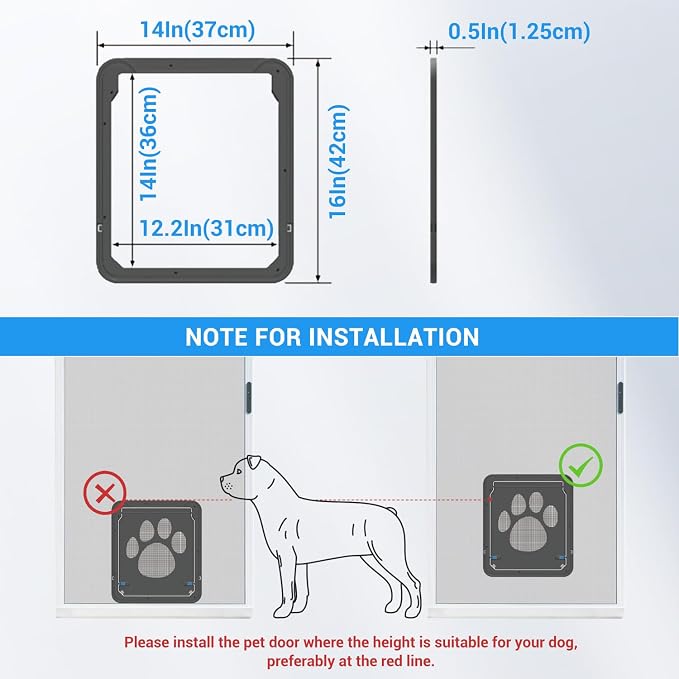 PETLESO Dog Door for Screen Doors, Large Dog Opening for Sliding Doors - Image 3