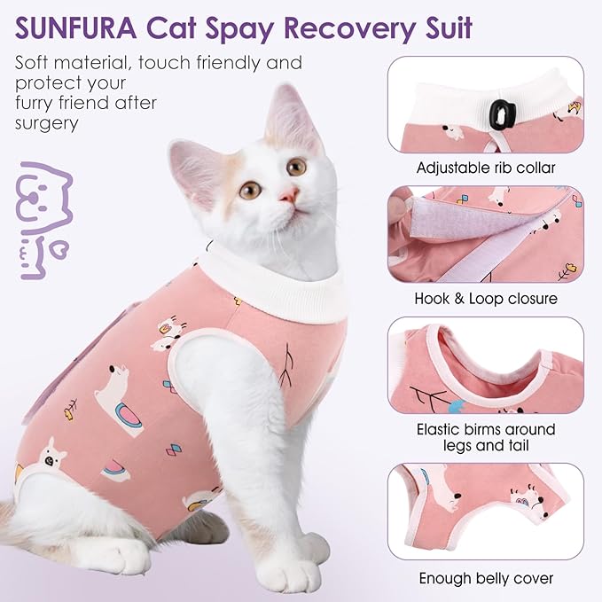 SUNFURA Cat Recovery Suit, Kitten Surgical Full Bodysuit - Image 4