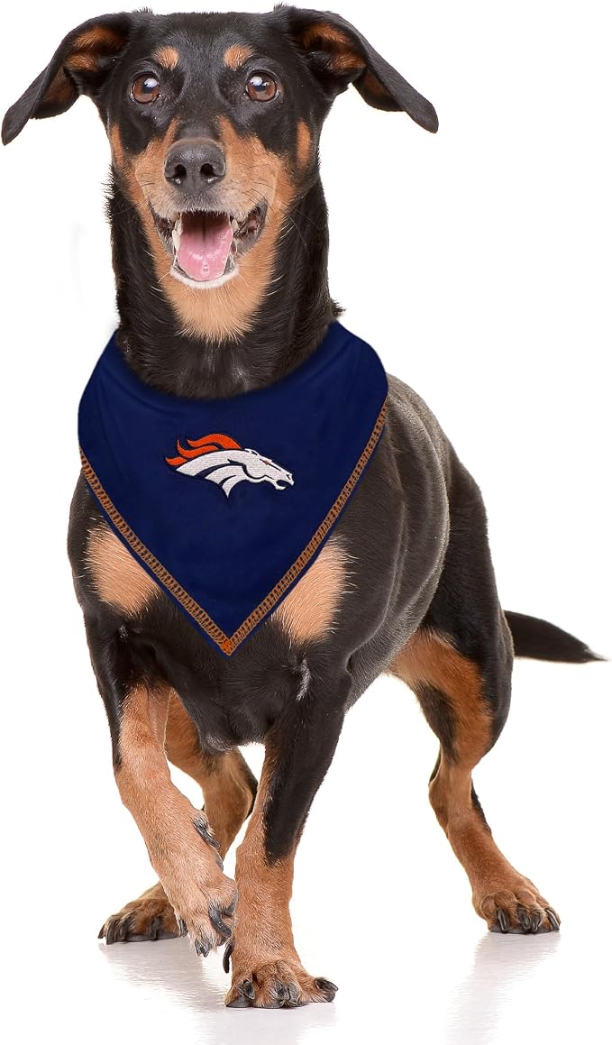 Pets First NFL Denver Broncos TIE Bandana, Large/X-Large. Dog Bandana Scarf Bib - Image 3
