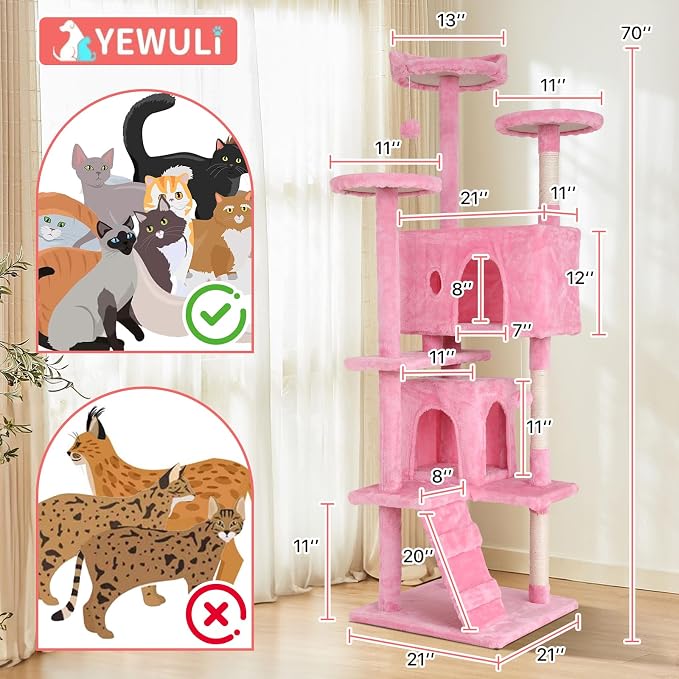 70in Cat Tree Cat Climbing Tower - Image 7
