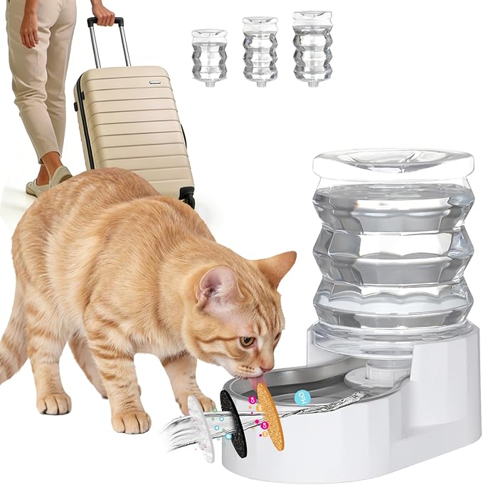 RIZZARI Dog Water Bowl Dispenser: 5L Large Stainless Steel Gravity Feeder by RIZZARI
