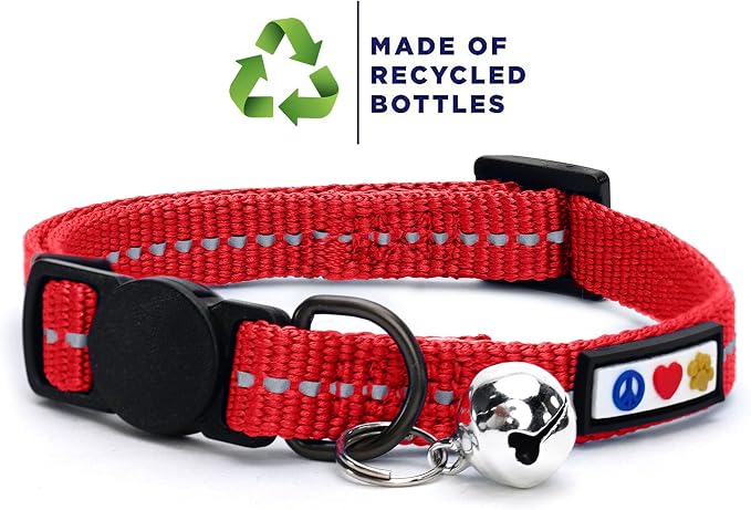 Pawtitas Recycled Red Reflective Cat Collar – Eco-Friendly Breakaway Safety - Image 2