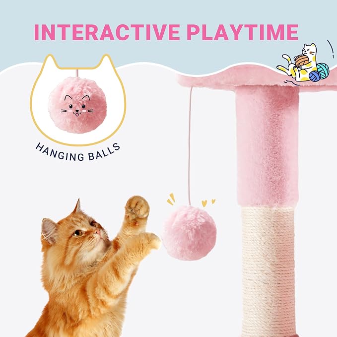 Allewie 29.5in Indoor Cat Tree, Padded Perch, and Hanging Ball, Suitable - Image 3