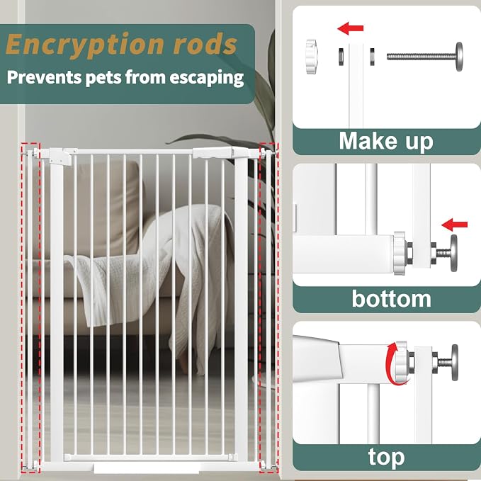 40.55" Tall, 69.48-77.36 Inch Wide, 1.37" Ultra Narrow Spacing Dog Pet Baby - Image 7